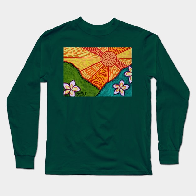 Plumeria Fields Long Sleeve T-Shirt by oil and ink